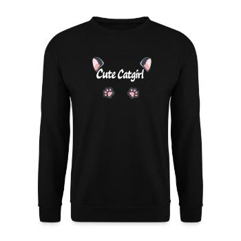 cute catgirl, katzensprüche, pfoten - Unisex Pullover - Schwarz - Vorne - Alina (178cm) & Michal (187cm)