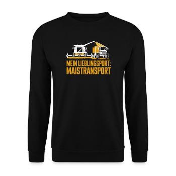  Mein Lieblingssport Maistransport Maishäcksler - Unisex Pullover - Schwarz - Vorne - Alina (178cm) & Michal (187cm)