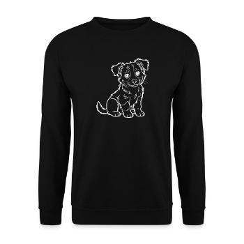 Cuddly Dog Outline Drawing - Unisex Sweatshirt - black - Front - Alina (178cm) & Michal (187cm)