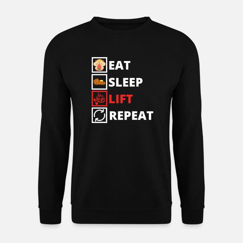 Eat Sleep Lift Repeat - Unisex Pullover - Schwarz