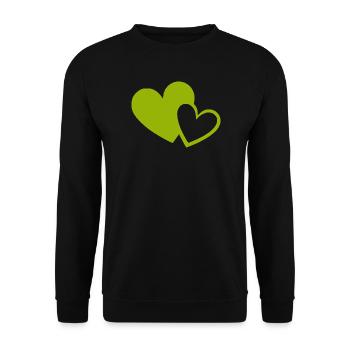 Cœur vert motif de cœurs verts - Sweat-shirt Unisexe - noir - Devant - Alina (178cm) & Michal (187cm)
