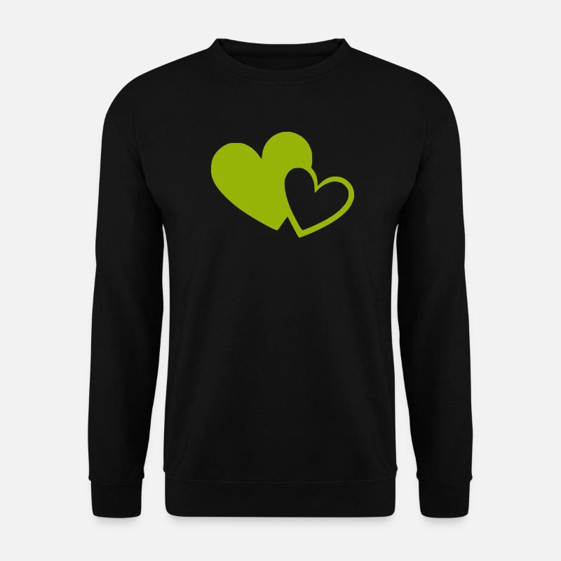green heart green hearts heart pattern - Unisex Sweatshirt - black