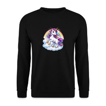 Rainbow Unicorn Over Clouds - Unisex Sweatshirt - black - Front - Alina (178cm) & Michal (187cm)