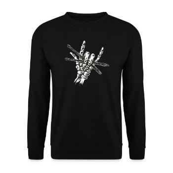Baguettes de batterie squelette Main – Metal Rock Cors Batterie - Sweat-shirt Unisexe - noir - Devant - Alina (178cm) & Michal (187cm)