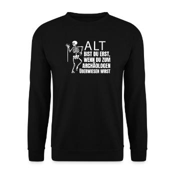 Lustiger Rentner Spruch - Unisex Pullover - Schwarz - Vorne - Alina (178cm) & Michal (187cm)