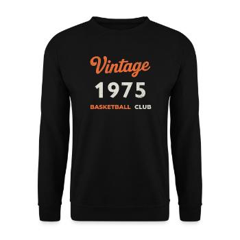 Vintage 1975 – Basketball Club Retro Birth Year - Unisex Sweatshirt - black - Front - Alina (178cm) & Michal (187cm)