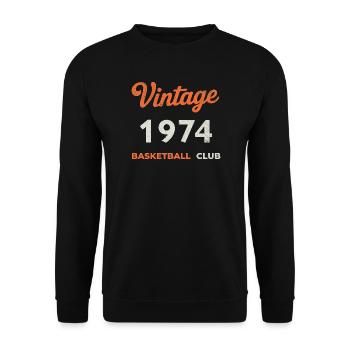 Vintage 1974 – Année de naissance rétro du Basketball Club - Sweat-shirt Unisexe - noir - Devant - Alina (178cm) & Michal (187cm)