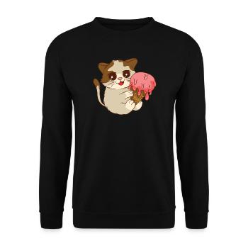 Le chat mange de la glace - Sweat-shirt Unisexe - noir - Devant - Alina (178cm) & Michal (187cm)