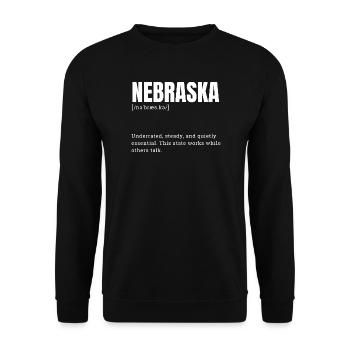 Nebraska Bold Typo Emblem - Unisex Sweatshirt - black - Front - Alina (178cm) & Michal (187cm)