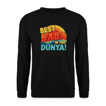 Best Baba In This Dunya Retro Sonnenuntergang - Unisex Pullover - Schwarz - Vorne - Alina (178cm) & Michal (187cm)