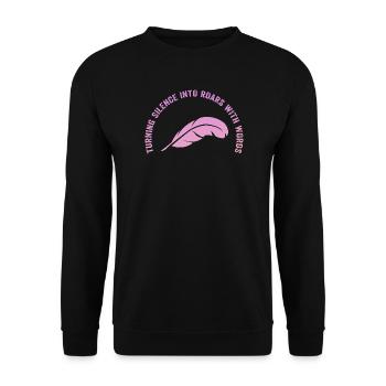 Wortfeder: Stille wird Weg - Unisex Pullover - Schwarz - Vorne - Alina (178cm) & Michal (187cm)