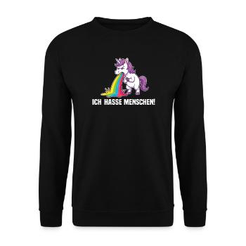 Licorne drôle Je déteste les gens Arc-en-ciel - Sweat-shirt Unisexe - noir - Devant - Alina (178cm) & Michal (187cm)