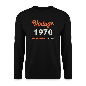 Vintage 1970 – Basketball Club Retro Birth Year - Unisex Sweatshirt - black - Front - Alina (178cm) & Michal (187cm)