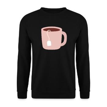 Pastellrosa Teetassen-Illustration - Unisex Pullover - Schwarz - Vorne - Alina (178cm) & Michal (187cm)