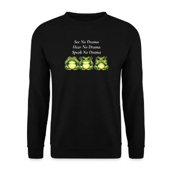 See Hear Speak No Drama Frogs Saying - Unisex Sweatshirt - black - Front - Alina (178cm) & Michal (187cm)