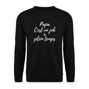 Père à plein temps – Script Élégant - Sweat-shirt Unisexe - noir - Devant - Alina (178cm) & Michal (187cm)