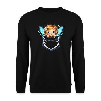 Engelchen Taschen-Portal - Unisex Pullover - Schwarz - Vorne - Alina (178cm) & Michal (187cm)