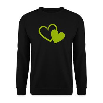 green heart green hearts heart pattern - Unisex Sweatshirt - black - Front - Alina (178cm) & Michal (187cm)
