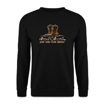 Line Dance Steps Boots - Unisex Pullover - Schwarz - Vorne - Alina (178cm) & Michal (187cm)