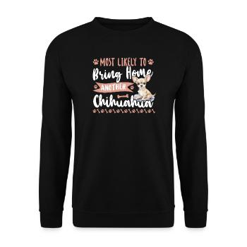 Chihuahua Chihuahueño Most Likely - Unisex Pullover - Schwarz - Vorne - Alina (178cm) & Michal (187cm)