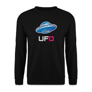 Futuristisches Neon-UFO - Unisex Pullover - Schwarz - Vorne - Alina (178cm) & Michal (187cm)