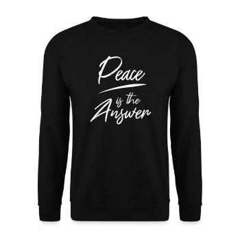 Peace is the Answer Typography Design Saying - Unisex Sweatshirt - black - Front - Alina (178cm) & Michal (187cm)