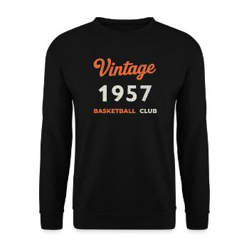 Vintage 1957 – Basketball Club Retro Birth Year - Unisex Sweatshirt - black - Front - Alina (178cm) & Michal (187cm)