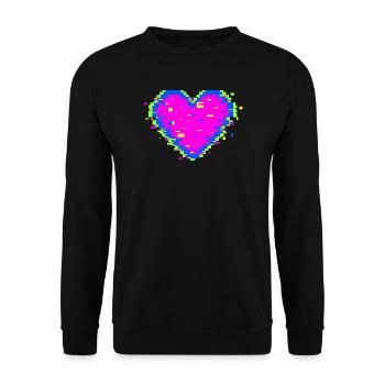 Pixel Heart Glitch Love Illustration - Unisex Sweatshirt - black - Front - Alina (178cm) & Michal (187cm)