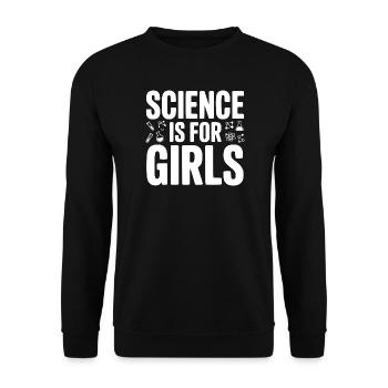 Wissenschaft ist für Mädchen - Unisex Pullover - Schwarz - Vorne - Alina (178cm) & Michal (187cm)