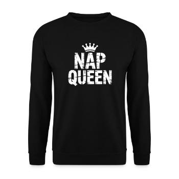 Nap Queen Krone - Unisex Pullover - Schwarz - Vorne - Alina (178cm) & Michal (187cm)