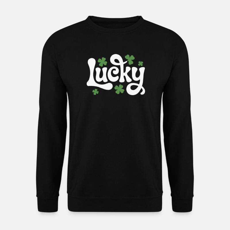 Lucky Kleeblatt Schriftzug - Unisex Pullover - Schwarz