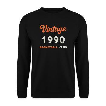 Vintage 1990 – Basketball Club Retro Geburtsjahr - Unisex Pullover - Schwarz - Vorne - Alina (178cm) & Michal (187cm)