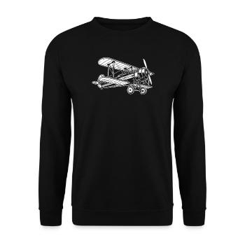Biplane Oldtimer, Classic Airplane Design - Unisex Sweatshirt - black - Front - Alina (178cm) & Michal (187cm)