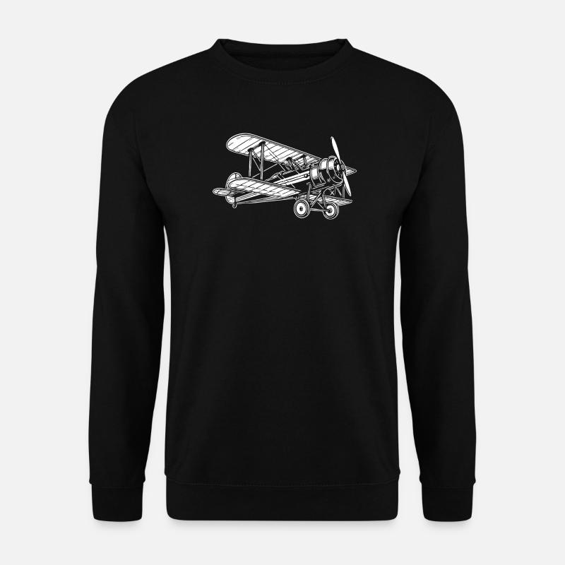 Biplane Oldtimer, Classic Airplane Design - Unisex Sweatshirt - black