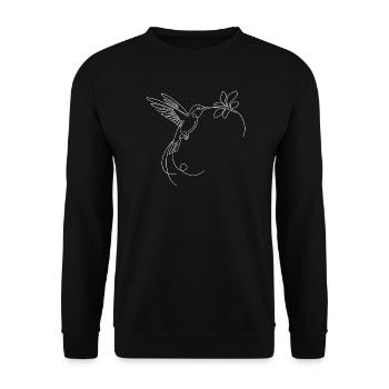 Minimalist Hummingbird Silhouette Bird Flying - Unisex Sweatshirt - black - Front - Alina (178cm) & Michal (187cm)