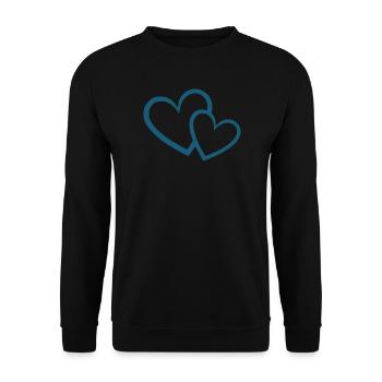 blue heart 2 hearts heart pattern gift - Unisex Sweatshirt - black - Front - Alina (178cm) & Michal (187cm)