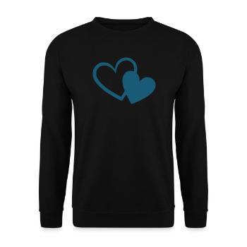 blue heart 2 hearts gift - Unisex Sweatshirt - black - Front - Alina (178cm) & Michal (187cm)