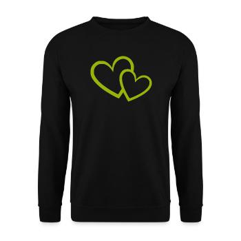 green heart green hearts heart pattern - Unisex Sweatshirt - black - Front - Alina (178cm) & Michal (187cm)