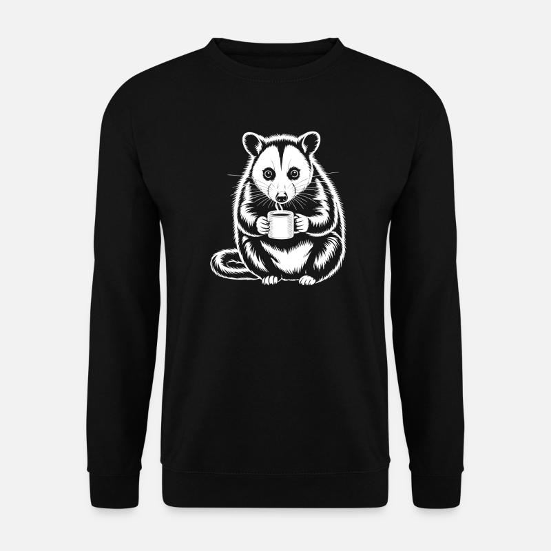 Coffee-drinking possum motif - Unisex Sweatshirt - black