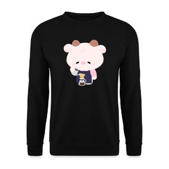 Kawaii Cow Barista  - Unisex Sweatshirt - black - Front - Alina (178cm) & Michal (187cm)