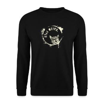 Stay Weird – Graffiti Cat Vintage Effect - Unisex Sweatshirt - black - Front - Alina (178cm) & Michal (187cm)