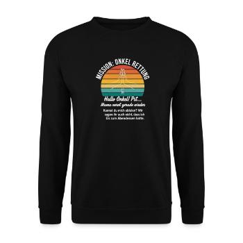 Mission: Uncle Rescue – Gift T-Shirt - Unisex Sweatshirt - black - Front - Alina (178cm) & Michal (187cm)