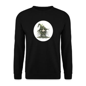 Waldfee Kobold im Blattwald - Unisex Pullover - Schwarz - Vorne - Alina (178cm) & Michal (187cm)