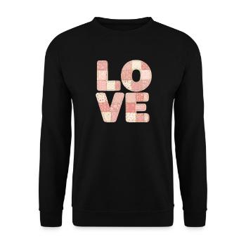 Love Patchwork Rosa Quilt Trend Design - Unisex Pullover - Schwarz - Vorne - Alina (178cm) & Michal (187cm)