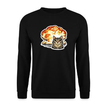 Und es hat Boom gemacht, so ein Feuerball Junge - Unisex Pullover - Schwarz - Vorne - Alina (178cm) & Michal (187cm)