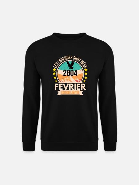 Legends Are Born in February 2004, Birthday 22 - Sweat-shirt Unisexe - noir