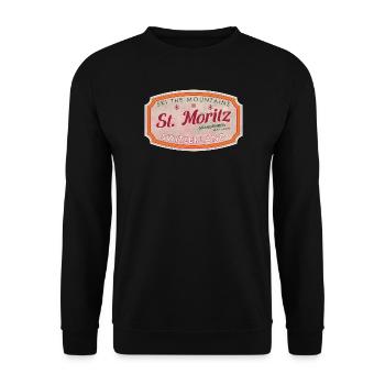 St Moritz Mountain Ski Label - Unisex Sweatshirt - black - Front - Alina (178cm) & Michal (187cm)