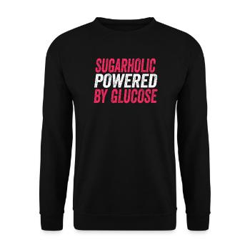 Sugarholic Powered by Glucose - Unisex Sweatshirt - black - Front - Alina (178cm) & Michal (187cm)