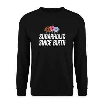 Sugarholic Donuts Since Birth - Unisex Sweatshirt - black - Front - Alina (178cm) & Michal (187cm)
