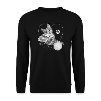 Miaou cadeau en forme de boule de laine en forme de chat - Sweat-shirt Unisexe - noir - Devant - Alina (178cm) & Michal (187cm)